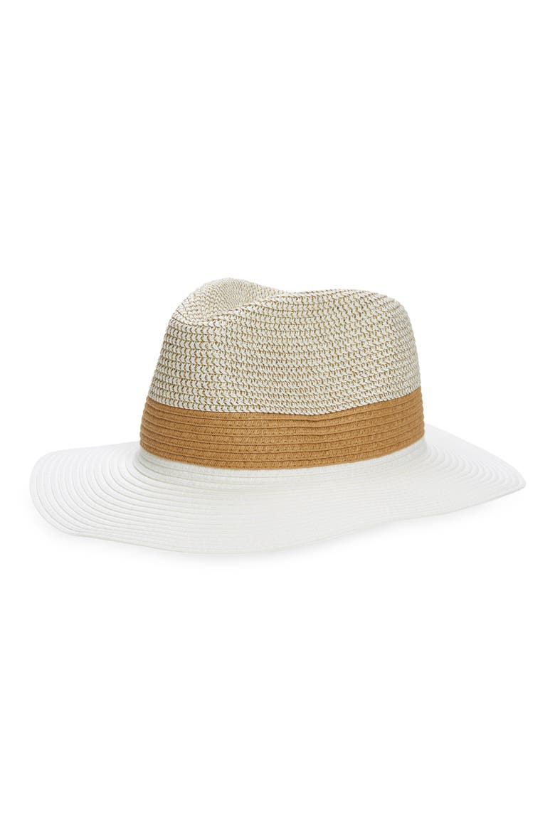 Colorblock Straw Hat, Main, color, WHITE