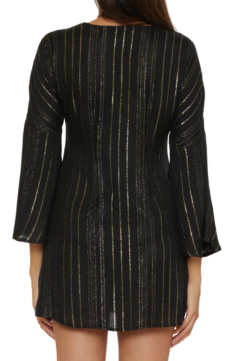 Radiance V-Neck Long Sleeve Cover-Up Tunic, Alternate, color, BLACK
