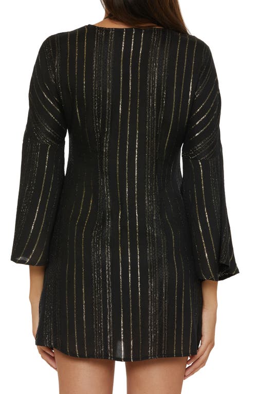 Becca Radiance V-neck Long Sleeve Cover-up Tunic In Black