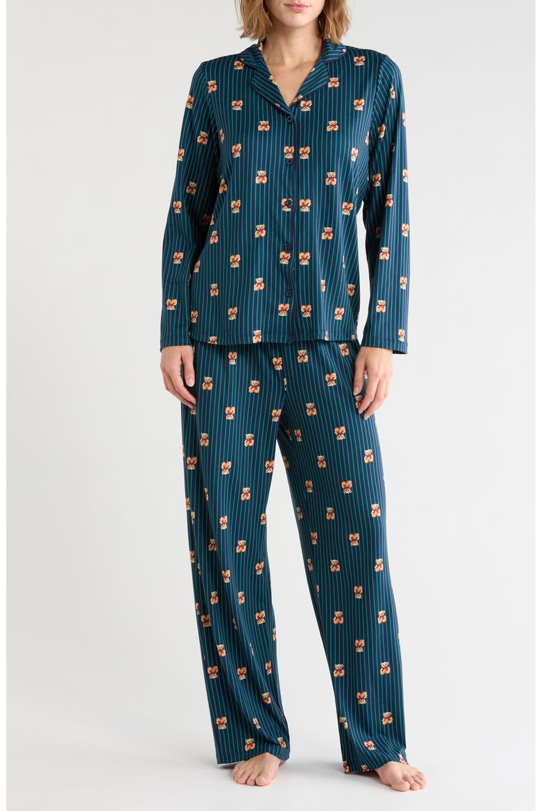Notch Collar Pajamas, Main, color, BLUE SPRUCE BEARS