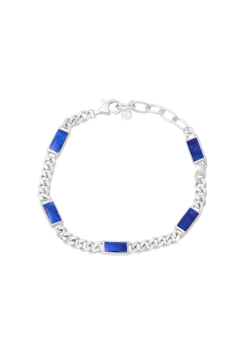 Dash-5 Curb Sterling Bracelet, Main, color, Blue