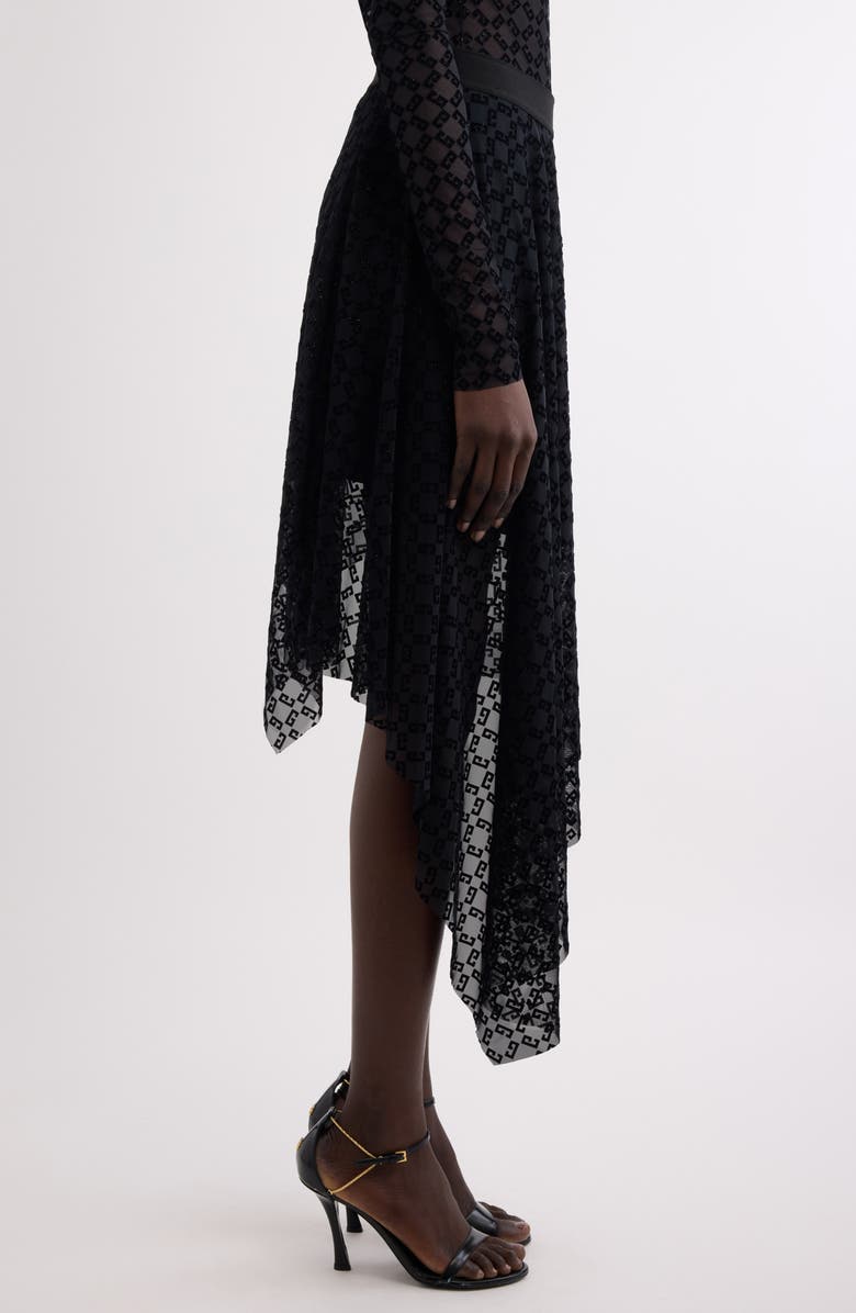 Givenchy Monogram 72 Embroidered Asymmetric Tulle Skirt, Alternate, color, 
