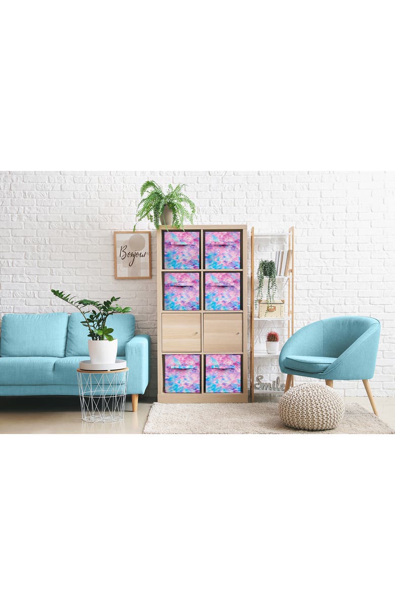 SORBUS 6-Pack Collapsible Storage Bins, Alternate, color, Tie- Dye Purple/Blue