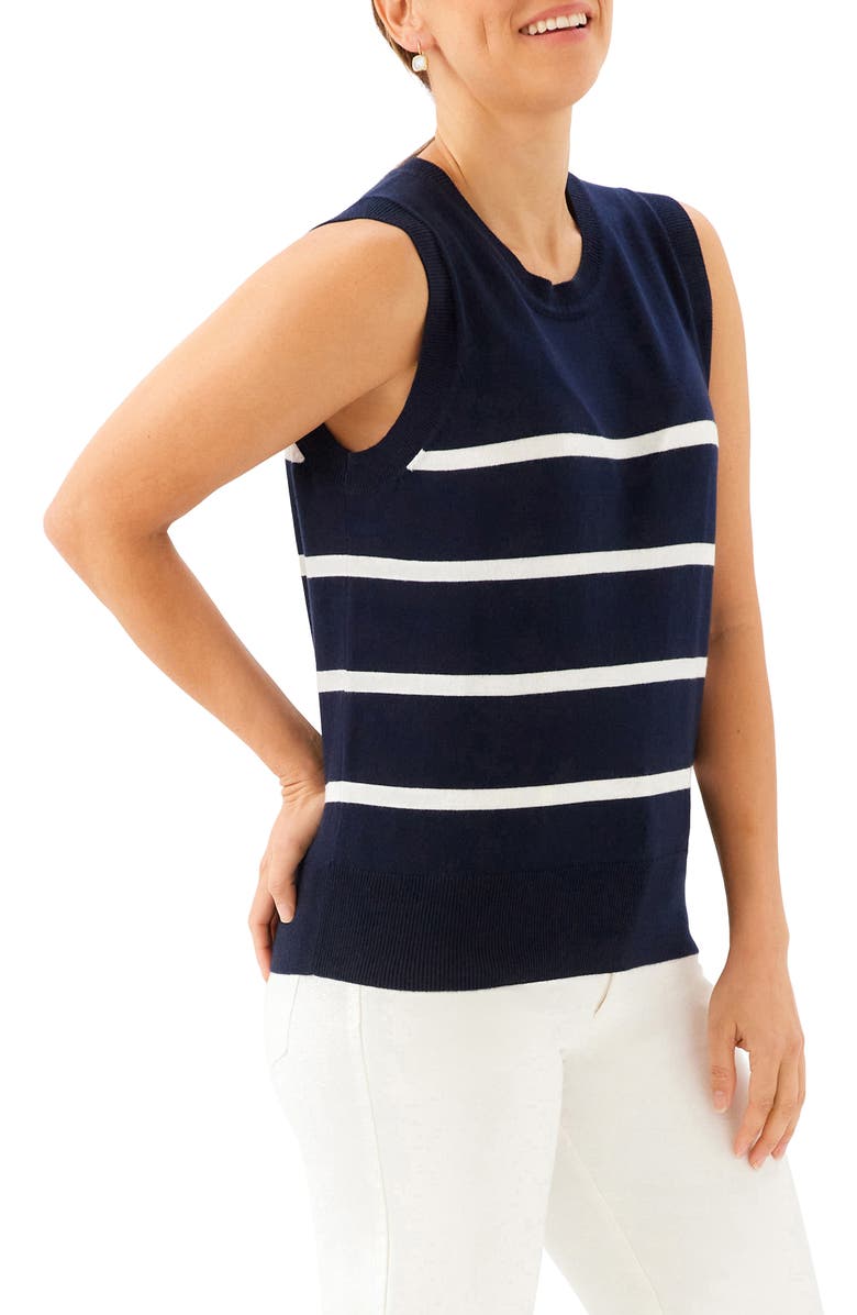 Karen Kane Stripe Sweater Vest, Alternate, color, Navy Off White