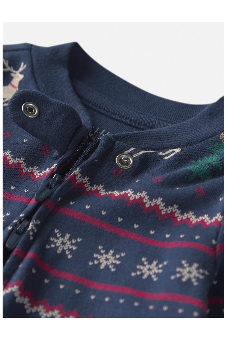 Print Organic Cotton Zip Footie, Alternate, color, REINDEER FAIRISLE
