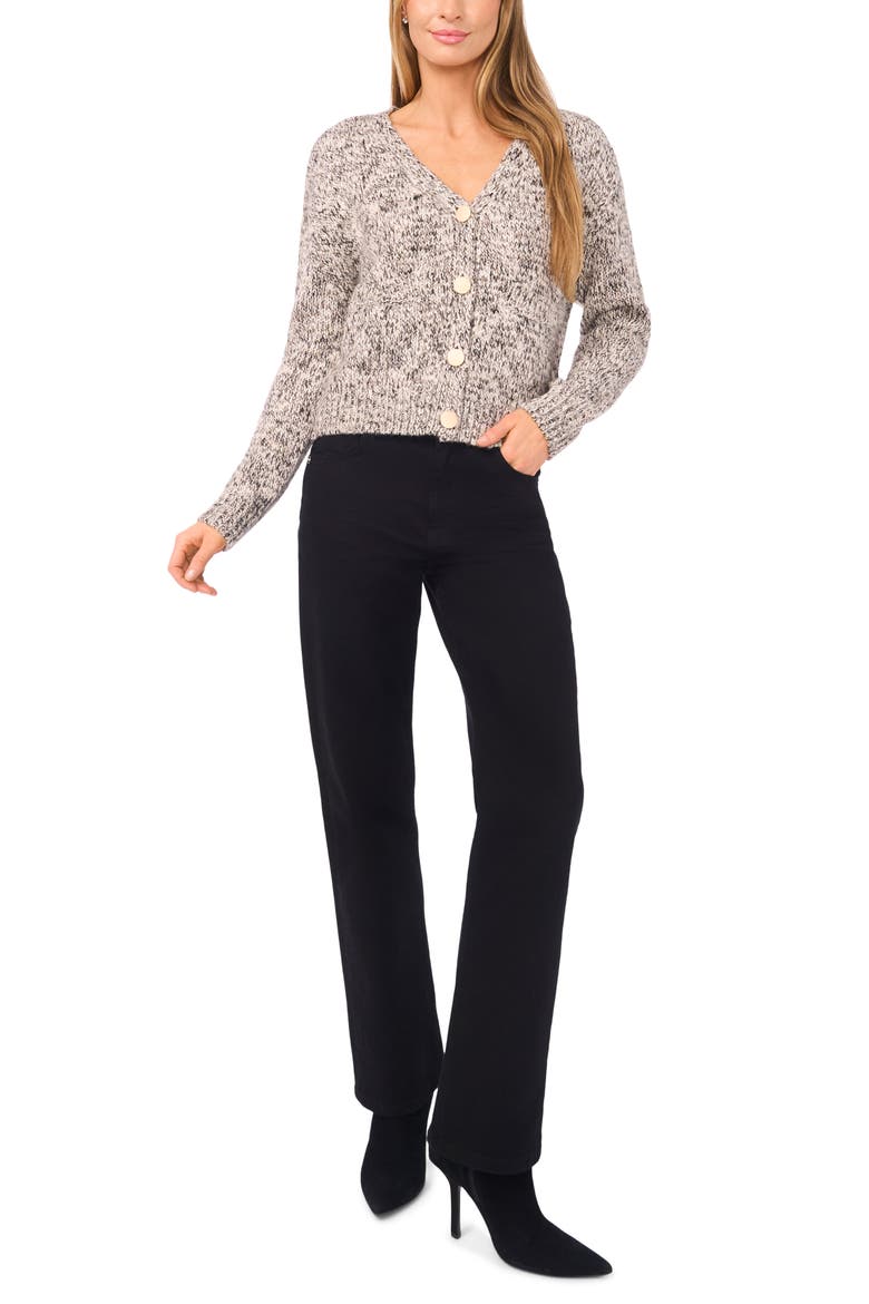 CARDIGAN W/ MARL YARN, Alternate, color, BIRCH/ BLACK MARL