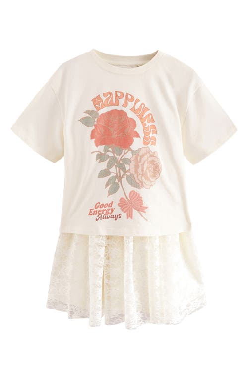 Next Kids' Cotton Graphic T-shirt & Lace Twofer Dress Set