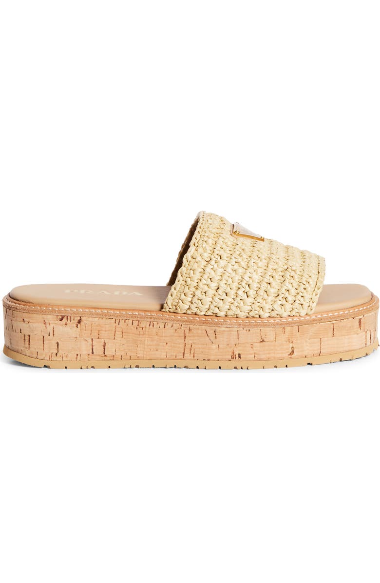 Prada Raffia Platform Slide Sandal, Alternate, color,