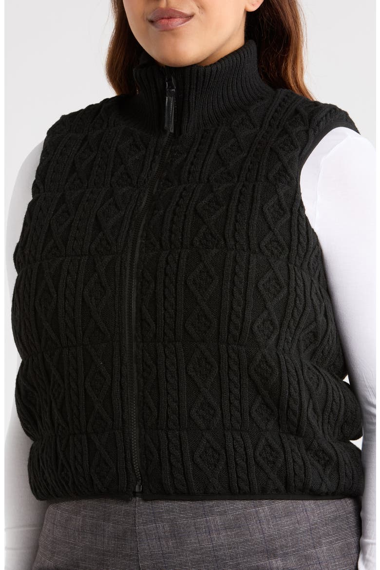 Prudence Reversible Puffer Sweater Vest, Alternate, color, BLACK