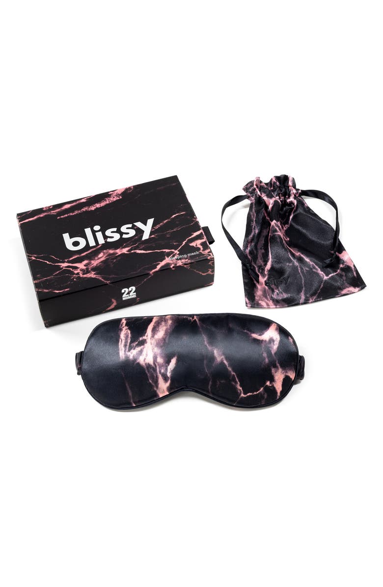 BLISSY Silk Sleep Mask, Alternate, color, Rose Black Marble