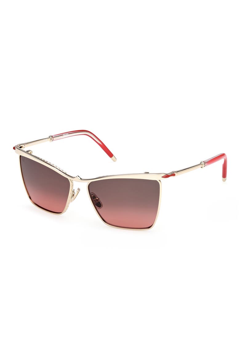 56mm Square Sunglasses, Alternate, color, GOLD / ZEISS SMOKE MIRROR RED