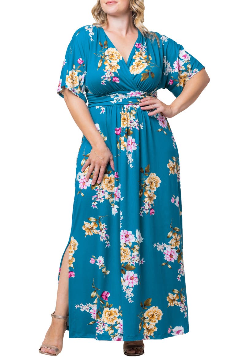 Vienna Maxi Dress, Main, color, TEAL FLORAL PRINT