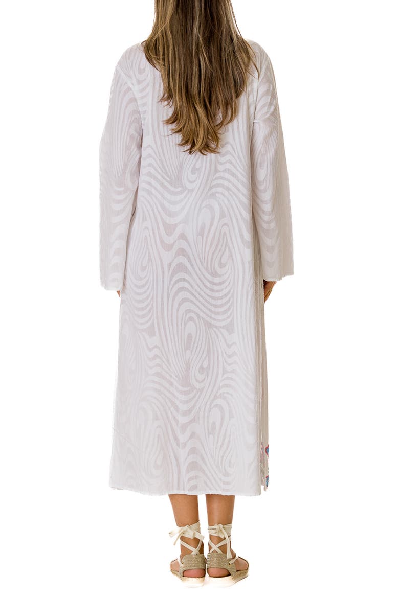 Embroidered Cotton Kaftan, Alternate, color, WHITE