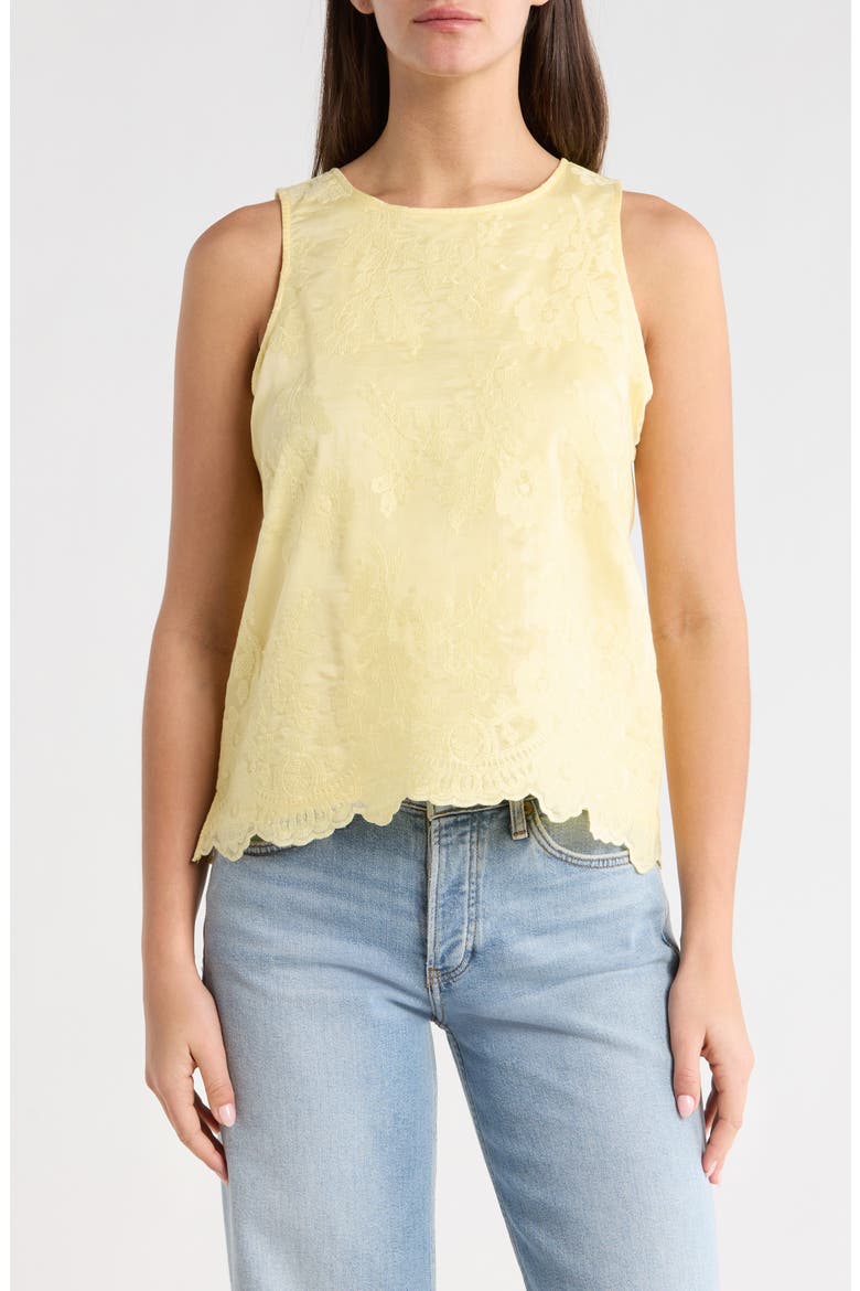Lace Overly Tank, Main, color, LEMON CREAM