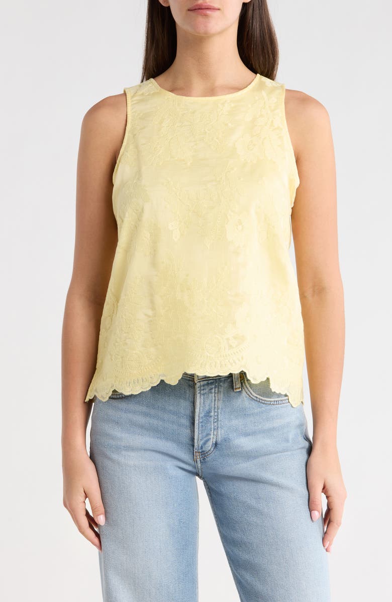 Vince Camuto Lace Overly Tank, Main, color, Lemon Cream