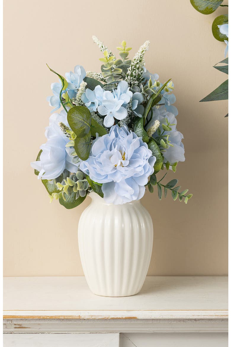 18"H Blue Peony & Hydrangea with Ceramic Vase Centerpiece, Alternate, color, Blue