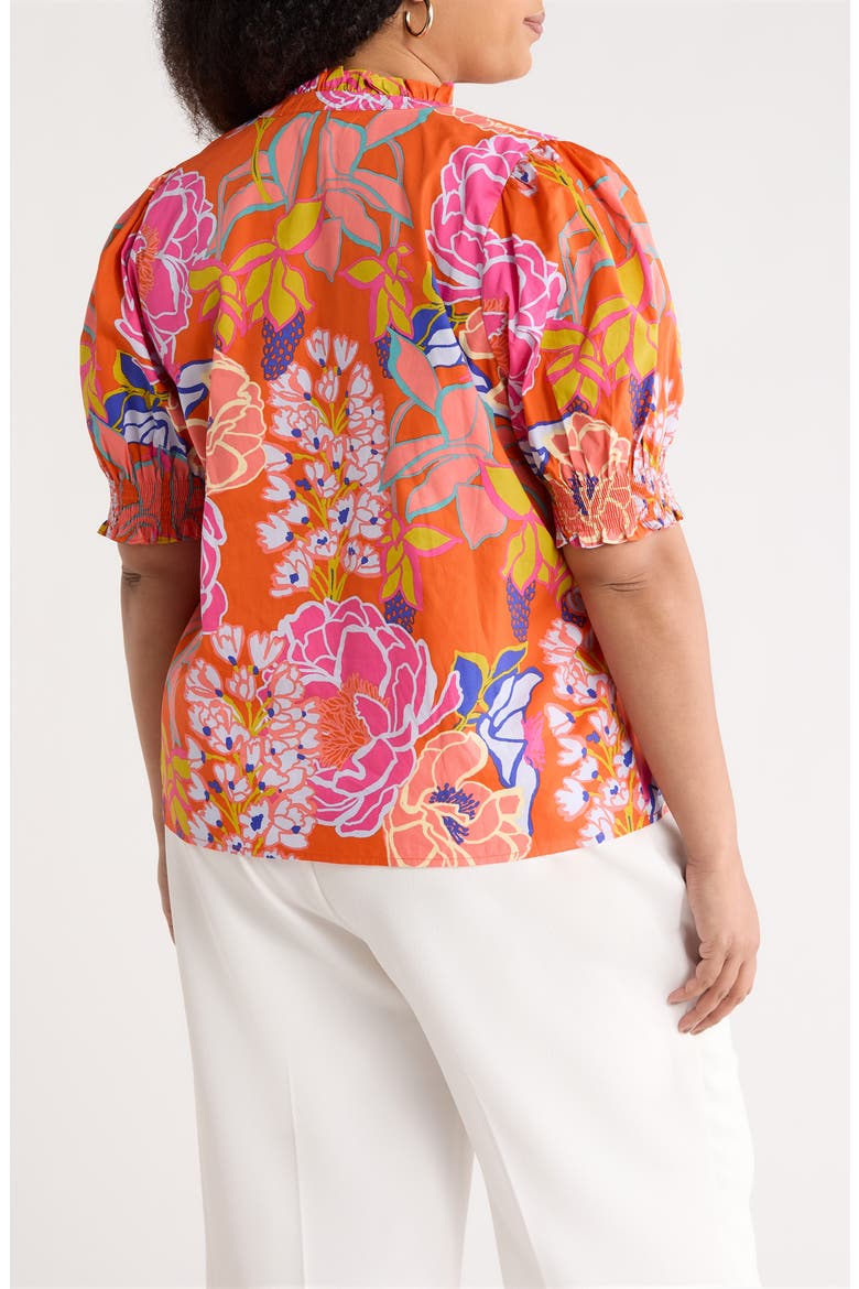 Reign Floral Cotton Puff Sleeve Top, Alternate, color, ORANGE-MULTI