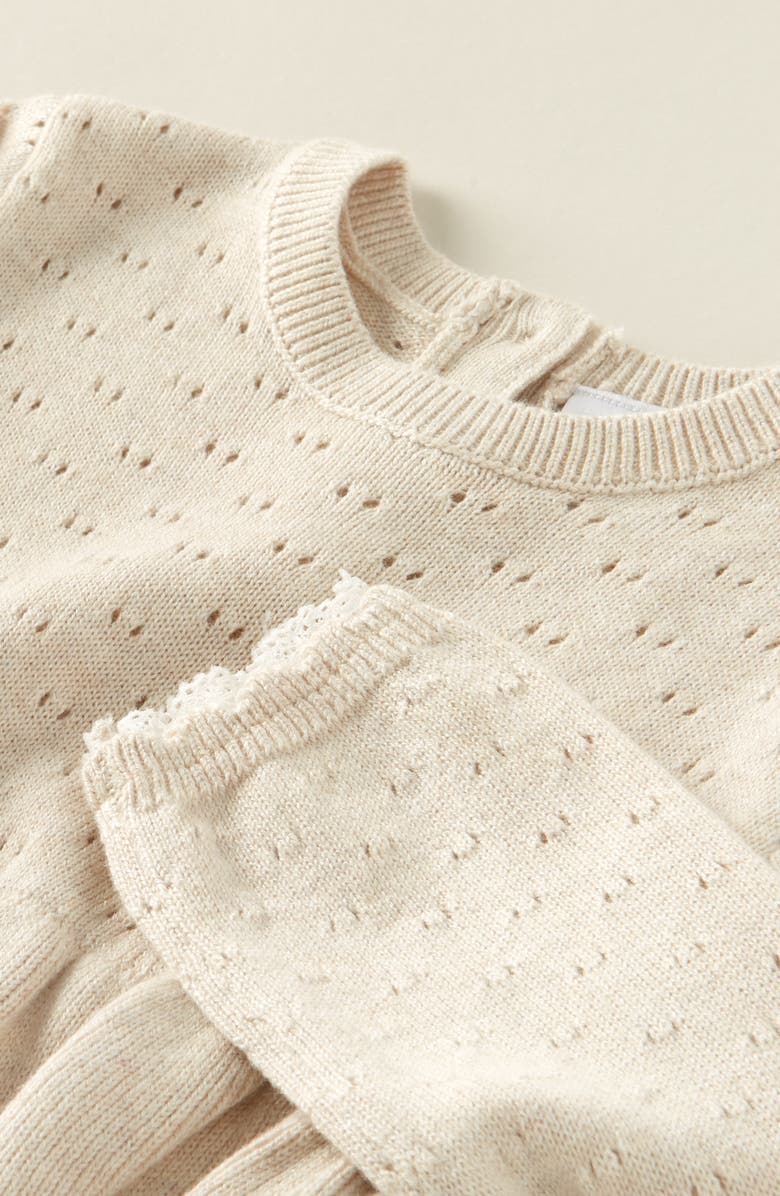 Nordstrom Pointelle Long Sleeve Sweater Dress & Bloomers, Alternate, color, Beige Oatmeal Heather