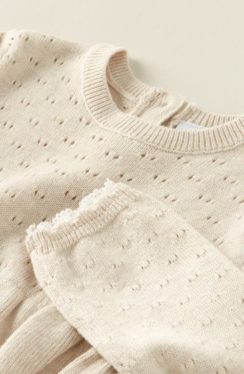 Nordstrom Pointelle Long Sleeve Sweater Dress & Bloomers In White