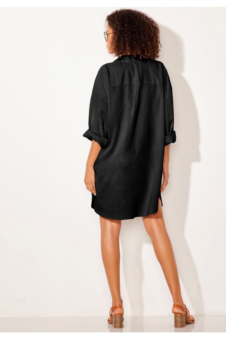 Essential Go Anywhere Oversized Beach Shirt Cover Up, Alternate, color, Black