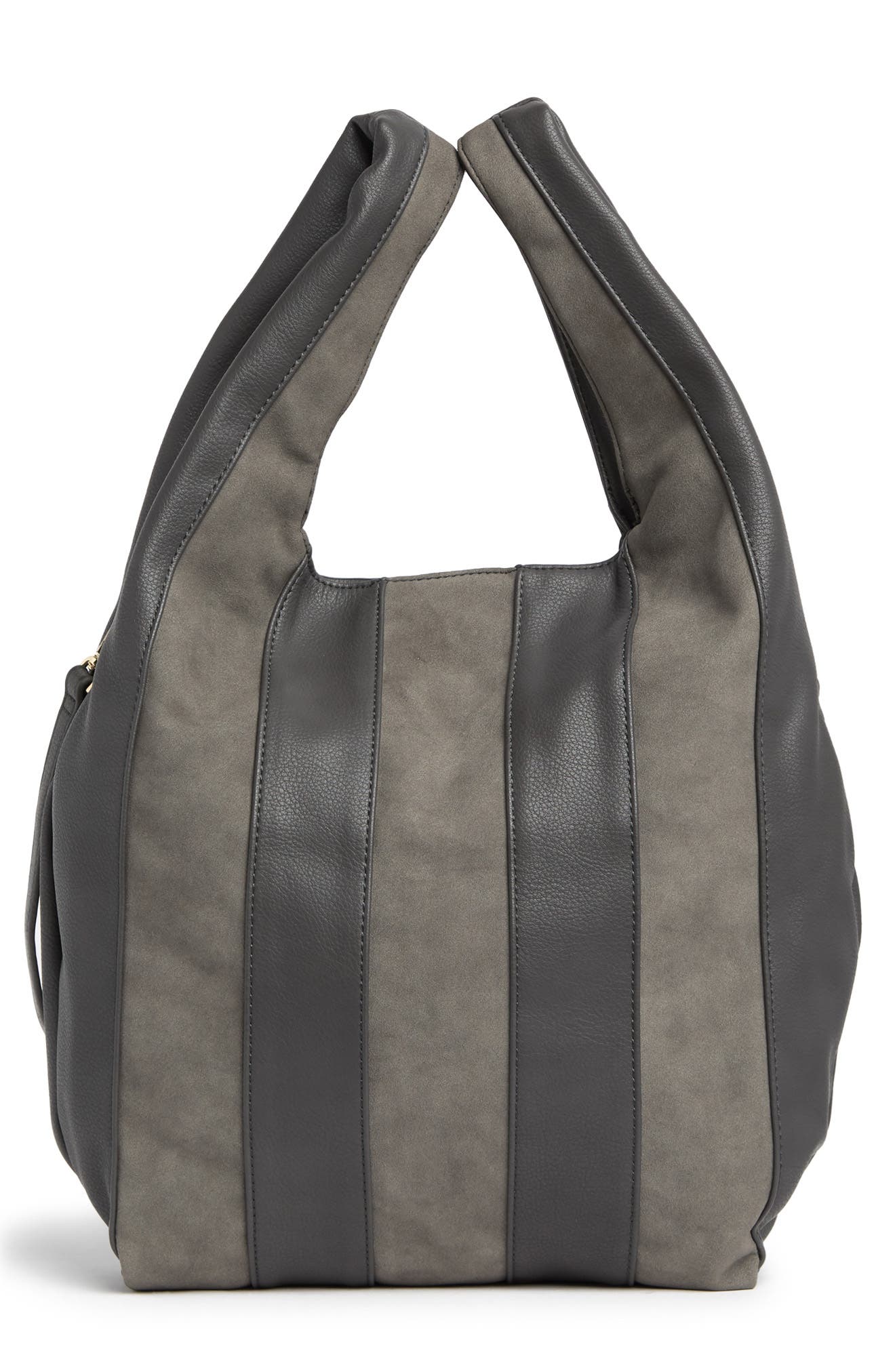 Rocco Faux Suede & Faux Leather Paneled Hobo Bag, Main, color, GREY