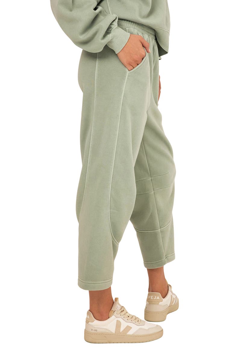 Chantel Mineral Wash Crop Wide Leg Pants, Alternate, color, WASABI