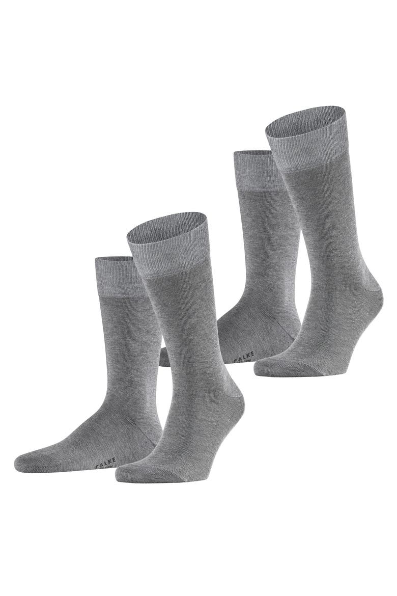 Happy 2-Pack Cotton Socks, Main, color, Light Grey Melange