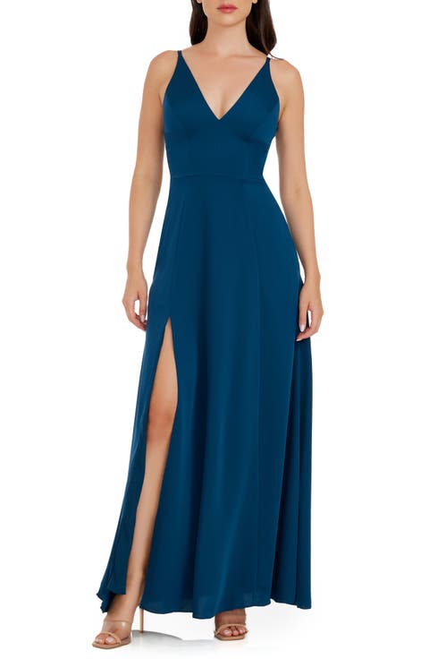 Iris Slit Crepe Gown