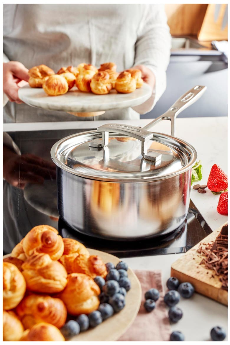 Industry 5-Ply 1.5-Quart Stainless Steel Sauce Pan, Alternate, color, STAINLESS STEEL