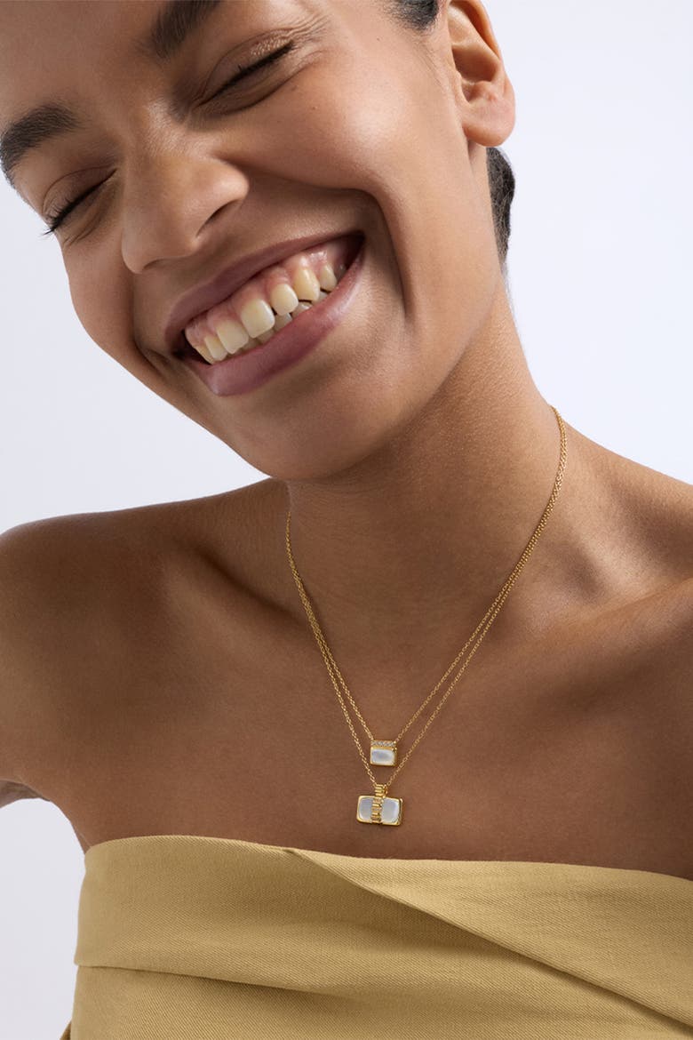 Gold Aurora Ridge Mother of Pearl Necklace, Alternate, color, Gold