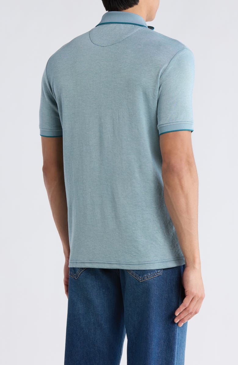 DENIM AND FLOWER Tipped Quarter Zip Knit Polo, Alternate, color, Teal