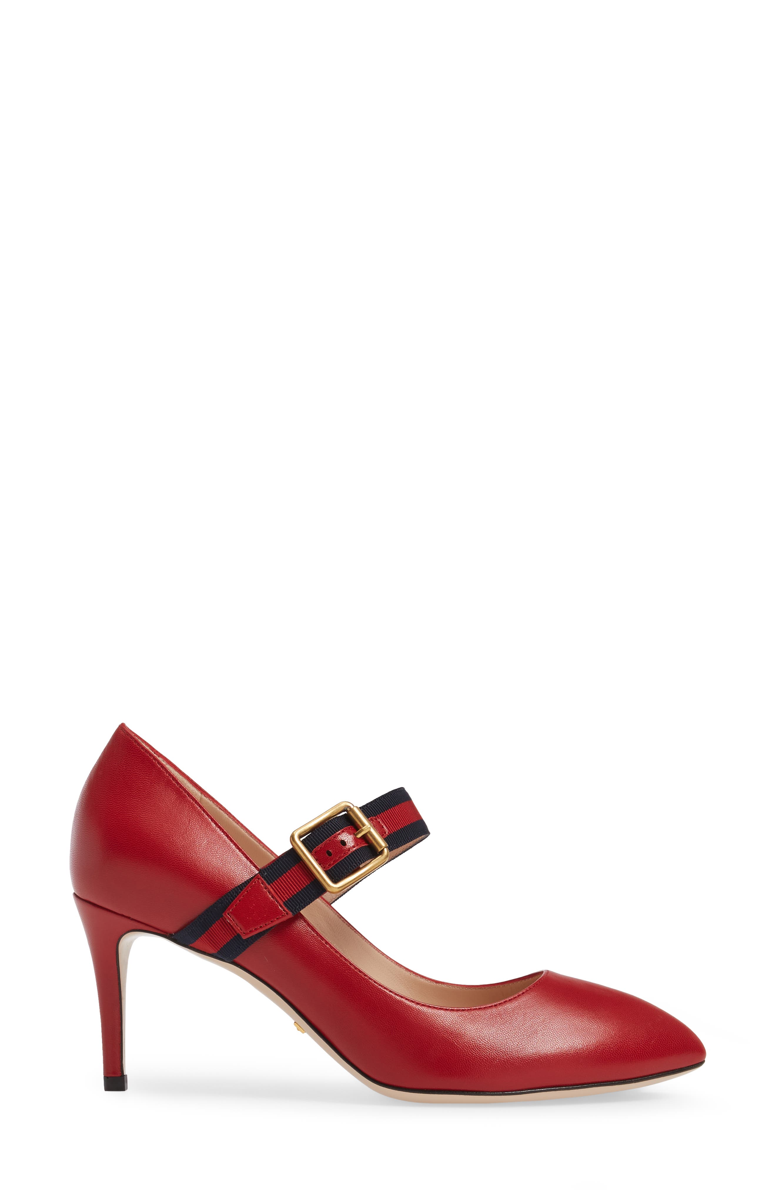 Mary Jane Pointed Toe Pump, Alternate, color, RED LEATHER