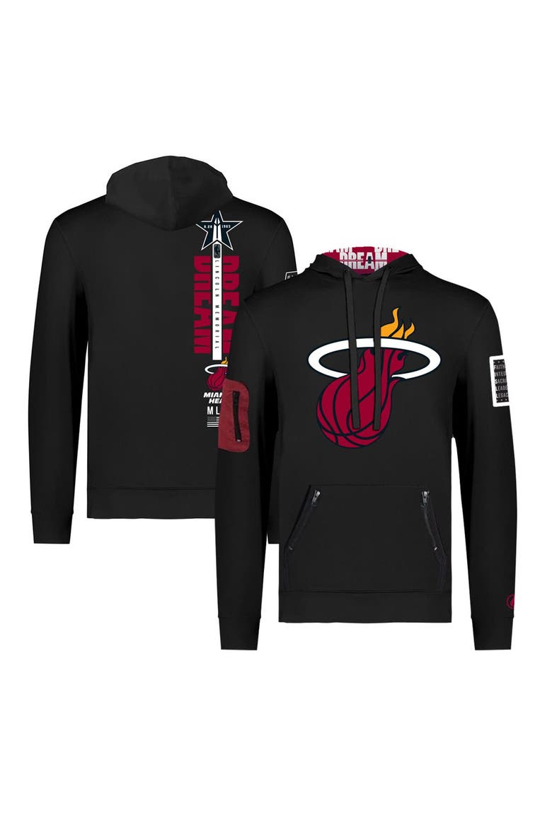 Unisex FISLL x Black History Collection  Black Miami Heat Pullover Hoodie, Main, color, Black