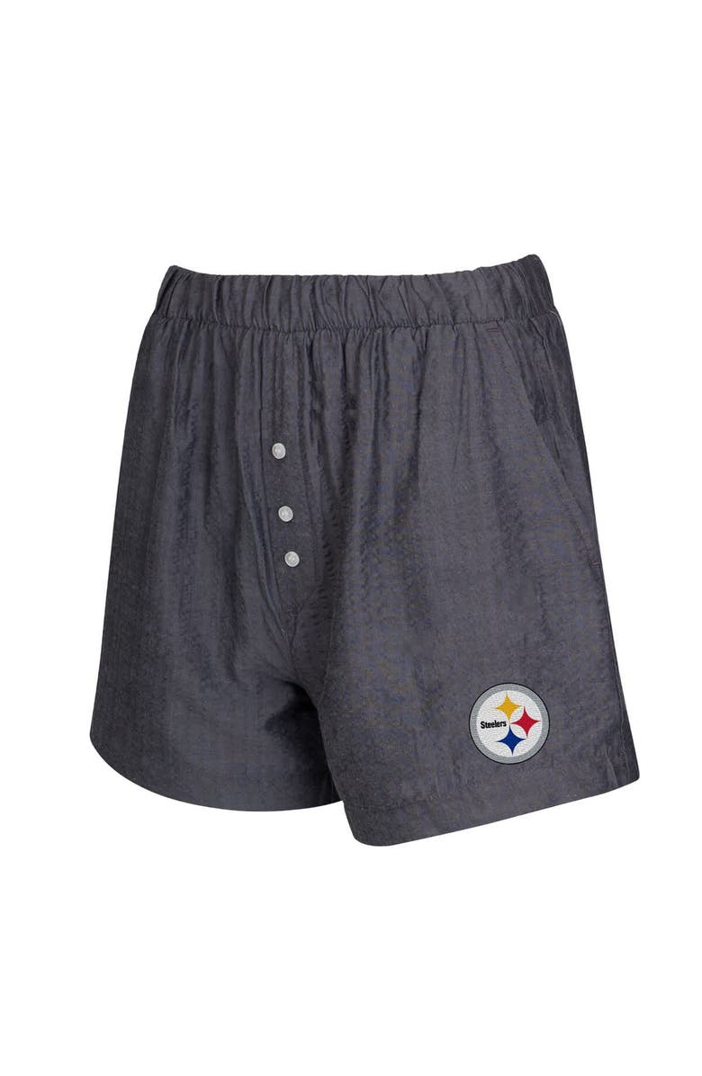 CONCEPTS SPORT Women's Concepts Sport  Charcoal Pittsburgh Steelers Two-Pack Stripes and Solids Boxer Shorts Set, Alternate, color, Charcoal