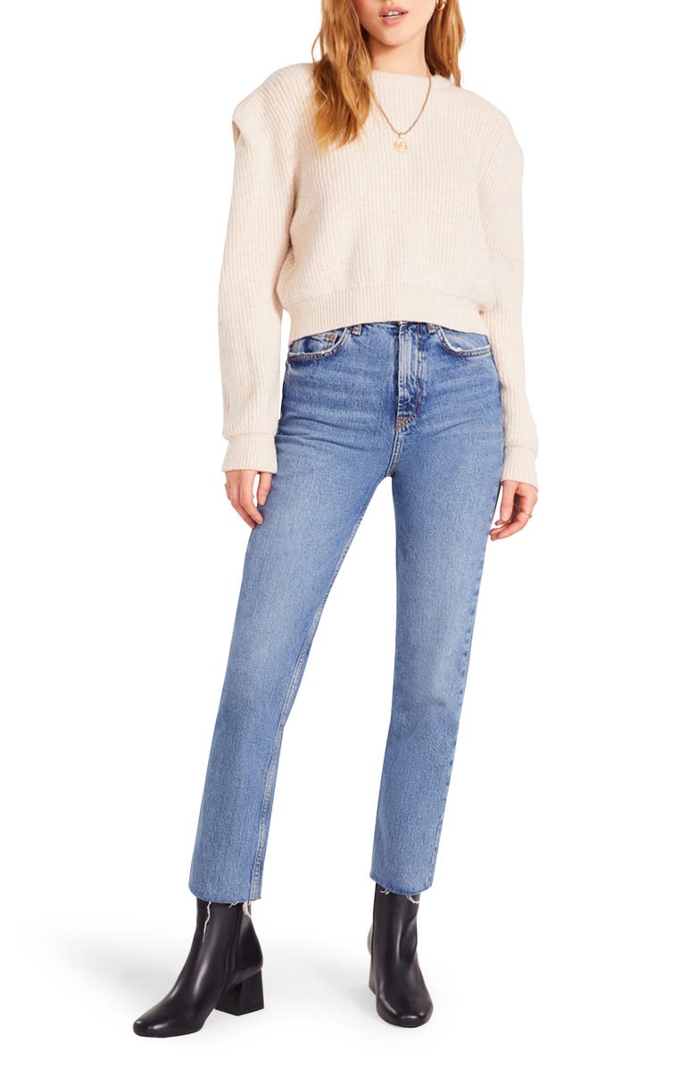 BB Dakota by Steve Madden Future Nostalgia Puff Sleeve Crop Sweater, Alternate, color,