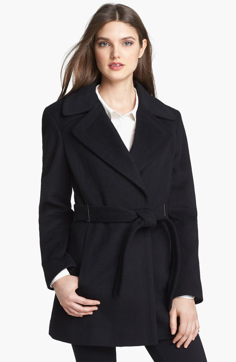 Calvin Klein Notch Collar Wrap Coat, Main, color, 