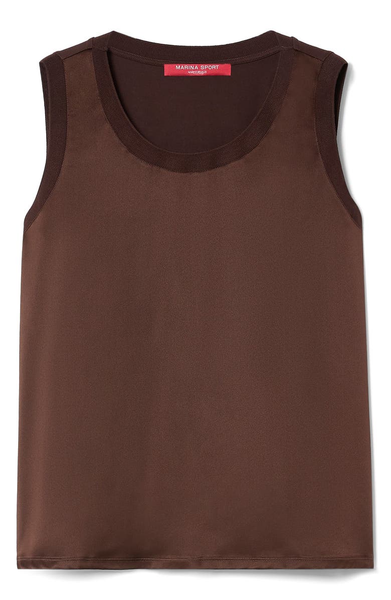 Marina Rinaldi Mrs Donnola Mixed Media Tank, Alternate, color, Chocolate