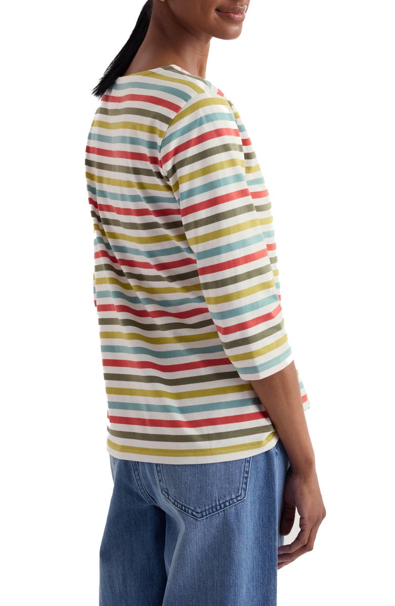 Seasalt Cornwall Sailor Stripe Three Quarter Sleeve Organic Cotton T-Shirt, Alternate, color, Quad Mini Cornish Av