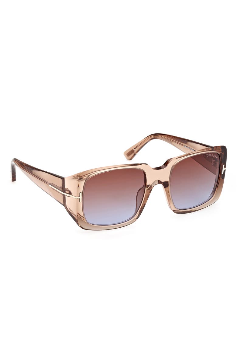 TOM FORD Ryder 51mm Square Sunglasses, Alternate, color, Shiny Champagne / Brown Blue
