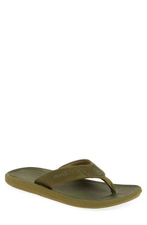 Olukai Pili Flip Flop In Desert Moss/deep Green