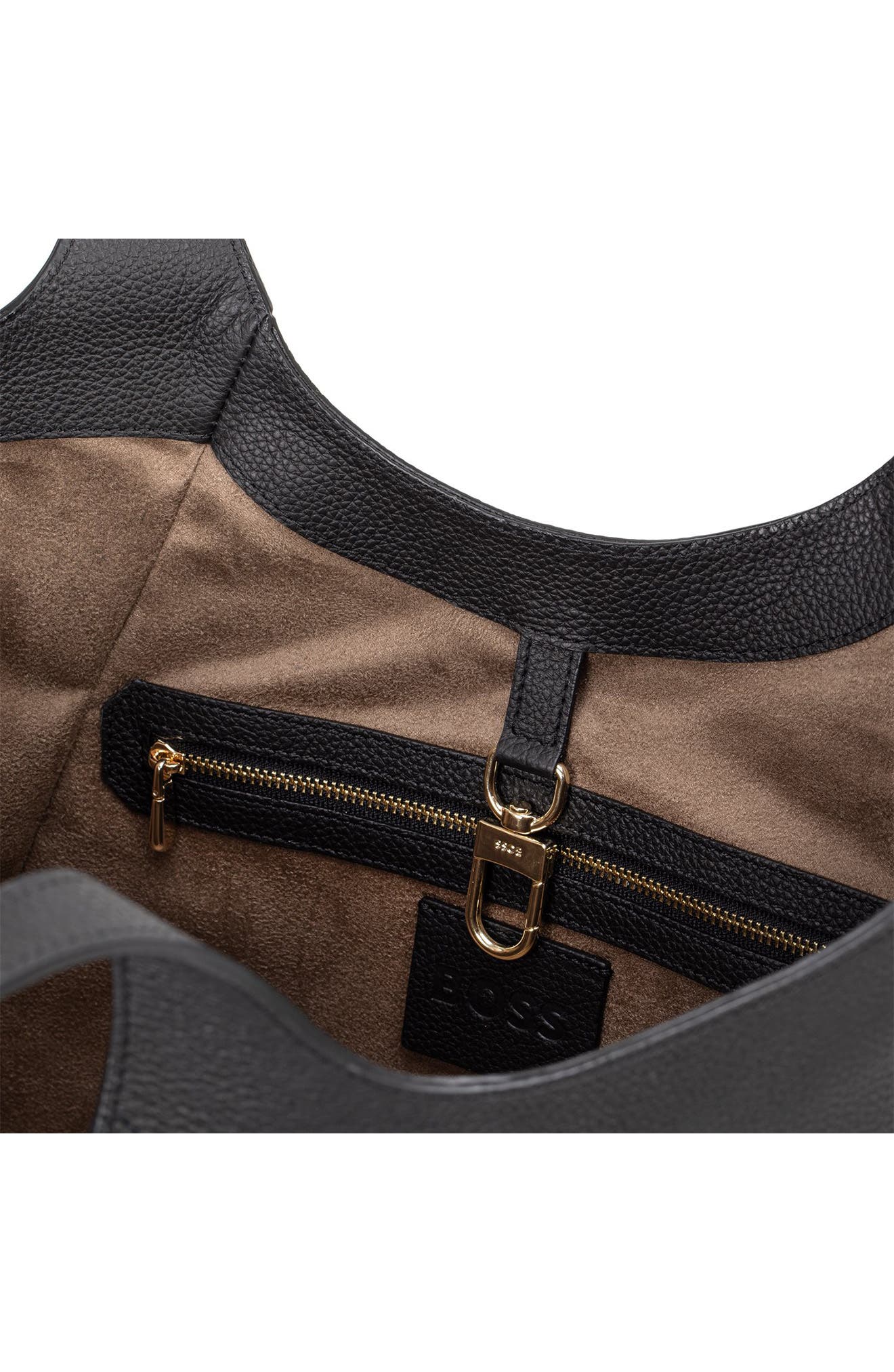 HUGO Big Lenah Leather Tote, Alternate, color, Black