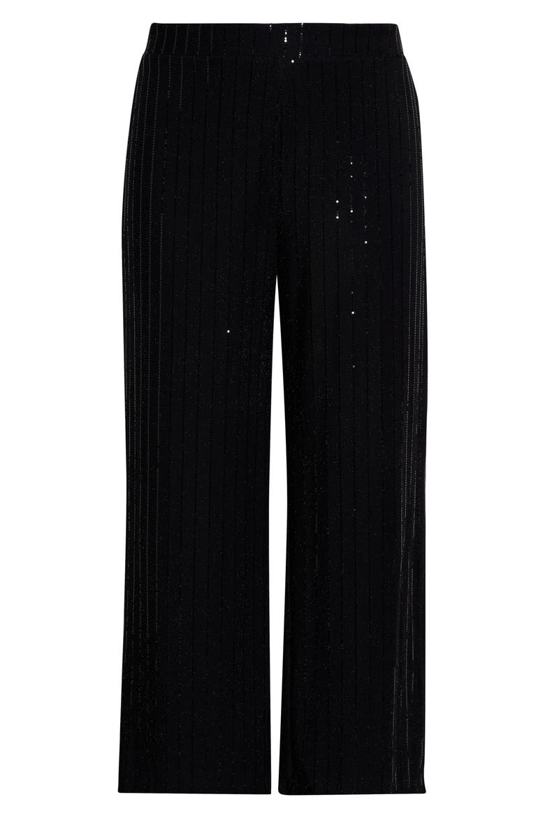 Metallic Stripe Wide Leg Pants, Alternate, color, ANNE BLACK