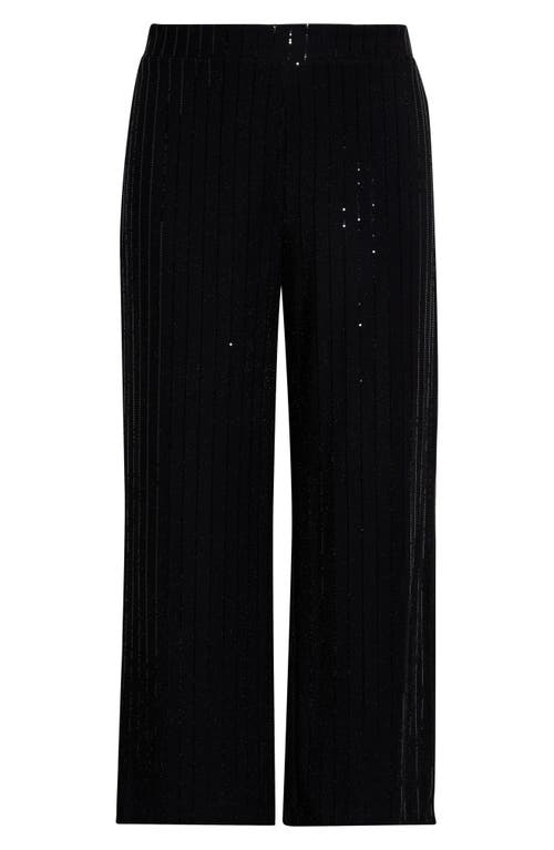 Anne Klein Metallic Stripe Wide Leg Pants In Black