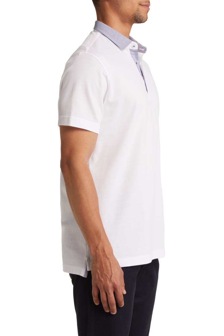 Trim Fit Stripe Collar Short Sleeve Polo, Alternate, color, WHITE