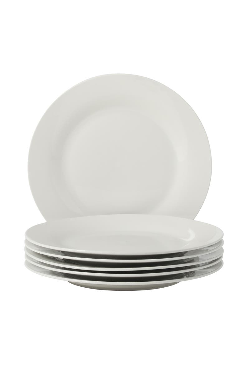 Great Essentials Fine Ceramic Dinner Plate Set, Main, color, White