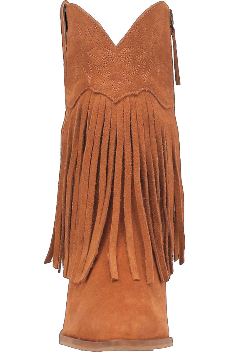 Dingo Fringe Zip-Up Western Boot, Alternate, color, Camel