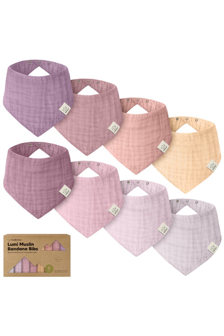 8-Pack Lumi Muslin Bandana Bibs, Main, color, Lavender