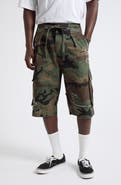 NAHMIAS Crystal Embellished Floral Patch Camouflage Print Cotton Twill Shorts