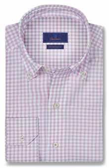 David Donahue Plaid Print Performance Sport Shirt