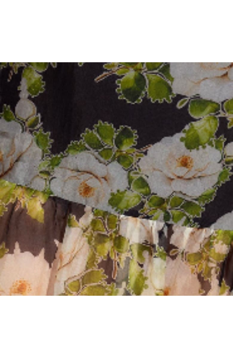 Cynthia Rowley Cornelia Silk Skirt, Alternate, color, Black Floral